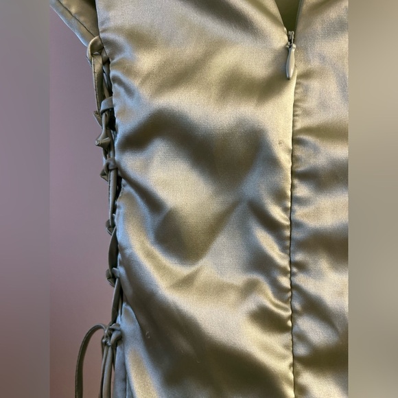 Lucy Sky Dress in Satin Sage - Picture 9 of 11